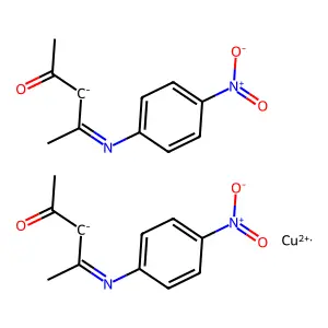 Copper;bis(4-(4-nitrophenyl)iminopentan-2-one) structure