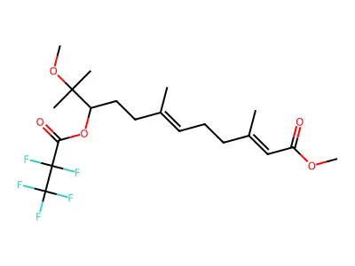 Methyl 11-methoxy-3,7,11-trimethyl-10-(pentafluoropropionyloxy)-2,6-dodecadienoate structure