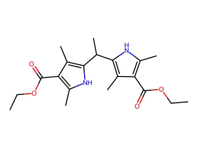 Diethyl 5,5'-(ethane-1,1-diyl)bis(2,4-dimethyl-1H-pyrrole-3-carboxylate) structure