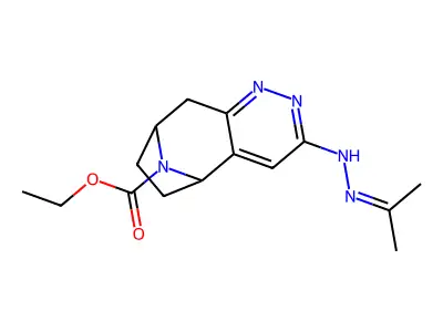 5,8-Imino-1H-cyclohepta(c)pyridazine-10-carboxylic acid, 6,7,8,9-tetrahydro-3-((1-methylethylidene)hydrazino)-, ethyl ester structure