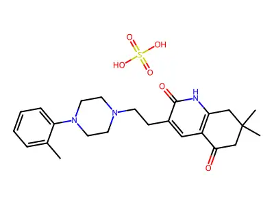 2,5(1H,6H)-Quinolinedione, 7,8-dihydro-7,7-dimethyl-3-(2-(4-(2-methylphenyl)-1-piperazinyl)ethyl)-, sulfate structure