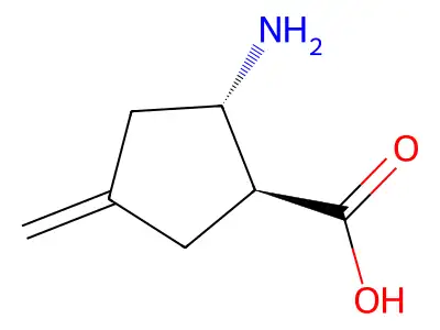 (1S,2S)-2-amino-4-methylidenecyclopentane-1-carboxylic acid structure