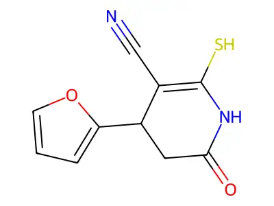 4-(2-Furyl)-2-mercapto-6-oxo-1,4,5,6-tetrahydropyridine-3-carbonitrile structure