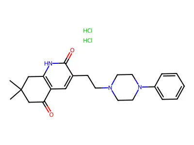 2,5(1H,6H)-Quinolinedione, 7,8-dihydro-7,7-dimethyl-3-(2-(4-phenyl-1-piperazinyl)ethyl)-, dihydrochloride structure