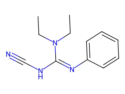 N'-Cyano-N,N-diethyl-N''-phenylguanidine structure