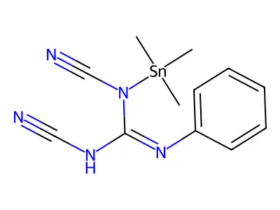 1,3-Dicyano-2-phenyl-1-trimethylstannylguanidine structure