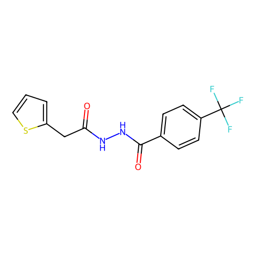 N'-(thiophen-2-ylacetyl)-4-(trifluoromethyl)benzohydrazide structure