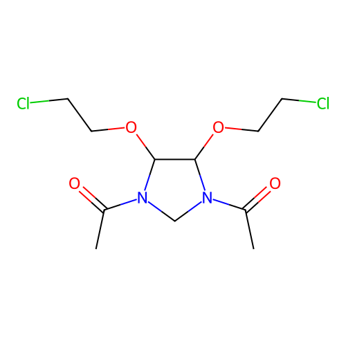 1,1'-[4,5-Bis(2-chloroethoxy)imidazolidine-1,3-diyl]diethanone structure