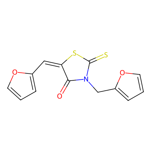 3-Furan-2-ylmethyl-5-furan-2-ylmethylene-2-thioxo-thiazolidin-4-one structure