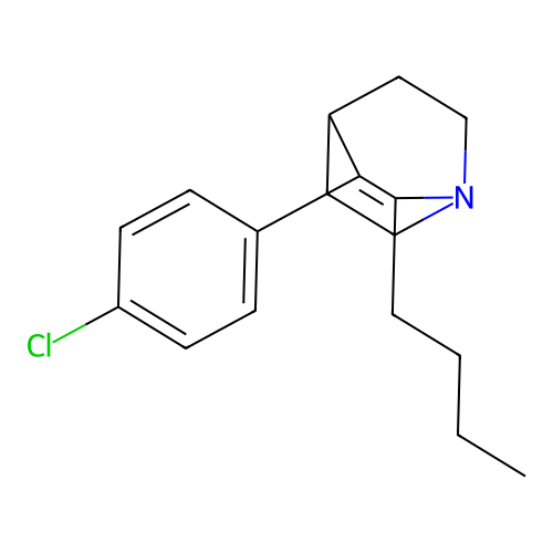 2-Butyl-3-(4-chlorophenyl)-1-azabicyclo(2.2.2)oct-2-ene structure