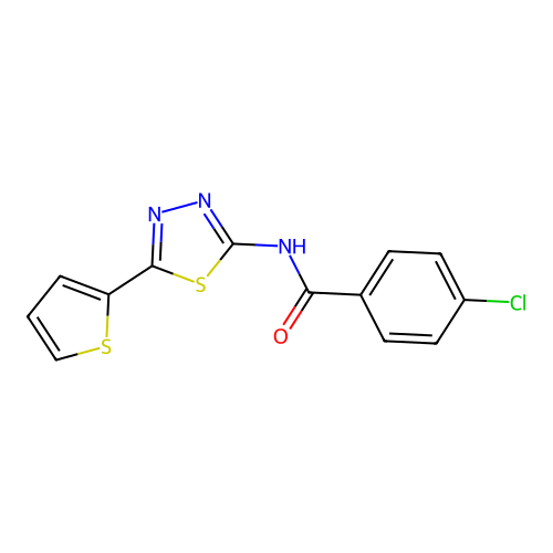 4-chloro-N-[5-(thiophen-2-yl)-1,3,4-thiadiazol-2-yl]benzamide structure