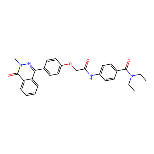 N,N-diethyl-4-({[4-(3-methyl-4-oxo-3,4-dihydrophthalazin-1-yl)phenoxy]acetyl}amino)benzamide structure