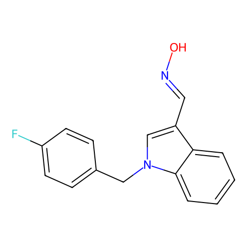 N-[[1-[(4-fluorophenyl)methyl]indol-3-yl]methylidene]hydroxylamine structure