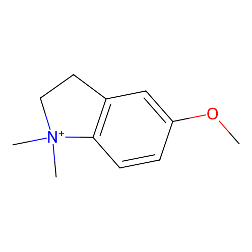 5-Methoxy-1,1-dimethyl-2,3-dihydroindol-1-ium structure