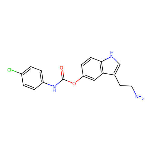 3-(2-aminoethyl)-1H-indol-5-yl (4-chlorophenyl)carbamate structure