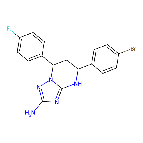 5-(4-bromophenyl)-7-(4-fluorophenyl)-4,5,6,7-tetrahydro[1,2,4]triazolo[1,5-a]pyrimidin-2-amine structure