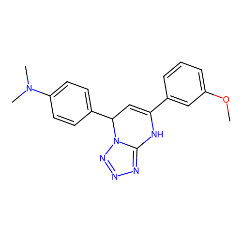 4-[5-(3-methoxyphenyl)-4,7-dihydrotetrazolo[1,5-a]pyrimidin-7-yl]-N,N-dimethylaniline structure
