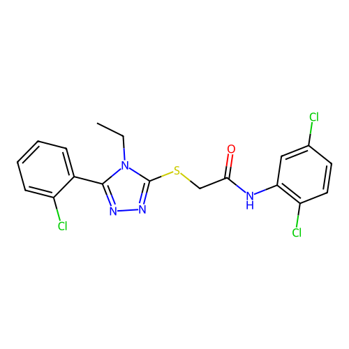 2-{[5-(2-chlorophenyl)-4-ethyl-4H-1,2,4-triazol-3-yl]sulfanyl}-N-(2,5-dichlorophenyl)acetamide structure
