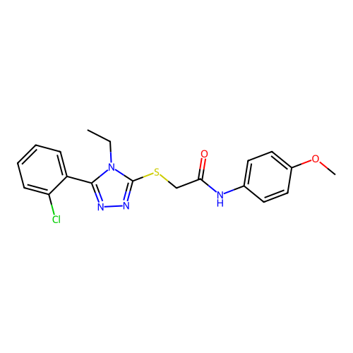 2-{[5-(2-chlorophenyl)-4-ethyl-4H-1,2,4-triazol-3-yl]sulfanyl}-N-(4-methoxyphenyl)acetamide structure