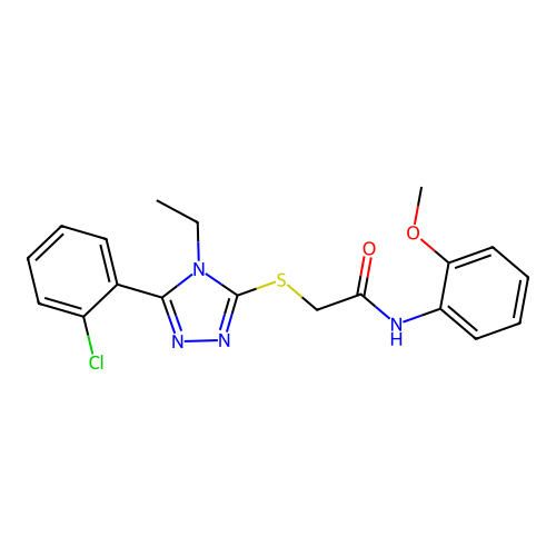 2-{[5-(2-chlorophenyl)-4-ethyl-4H-1,2,4-triazol-3-yl]sulfanyl}-N-(2-methoxyphenyl)acetamide structure