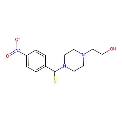 [4-(2-Hydroxyethyl)piperazin-1-yl](4-nitrophenyl)methanethione structure