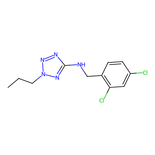 N-(2,4-dichlorobenzyl)-2-propyl-2H-tetrazol-5-amine structure