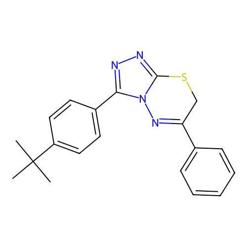 3-(4-tert-butylphenyl)-6-phenyl-7H-[1,2,4]triazolo[3,4-b][1,3,4]thiadiazine structure