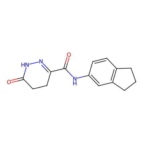 N-(2,3-dihydro-1H-inden-5-yl)-6-oxo-4,5-dihydro-1H-pyridazine-3-carboxamide structure