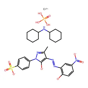Chromium, (4-(4,5-dihydro-4-((2-hydroxy-5-nitrophenyl)azo)-3-methyl-5-oxo-1H-pyrazol-1-yl)benzenesulfonato(3-))-, compd. with N-cyclohexylcyclohexanamine phosphate (1:1:1) structure