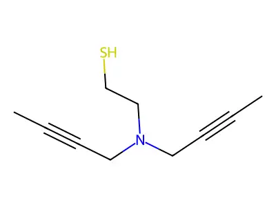 Ethanethiol, 2-(di(2-butynyl)amino)- structure