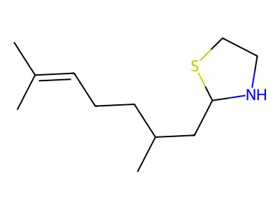 2-(2,6-Dimethylhept-5-en-1-yl)-1,3-thiazolidine structure
