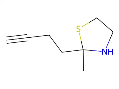 2-(But-3-yn-1-yl)-2-methyl-1,3-thiazolidine structure