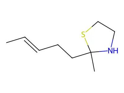 2-Methyl-2-pent-3-enyl-1,3-thiazolidine structure