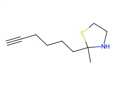 Thiazolidine, 2-(5-hexynyl)-2-methyl- structure