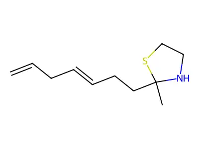 2-Hepta-3,6-dienyl-2-methyl-1,3-thiazolidine structure