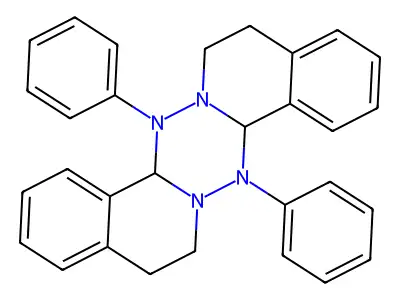 8,16-Diphenyl-5,6,88A13141616aoctahydro(1245)tetrazino(61A:34A')diisoquinoline structure
