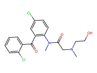 Acetamide, N-(4-chloro-2-(2-chlorobenzoyl)phenyl)-2-((2-hydroxyethyl)methylamino)-N-methyl- structure
