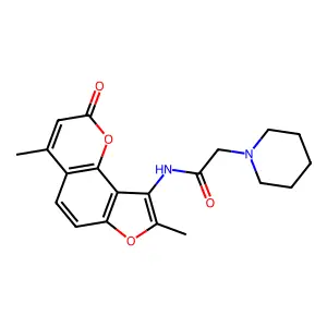 1-Piperidineacetamide, N-(4,8-dimethyl-2-oxo-2H-furo(2,3-h)-1-benzopyran-9-yl)- structure