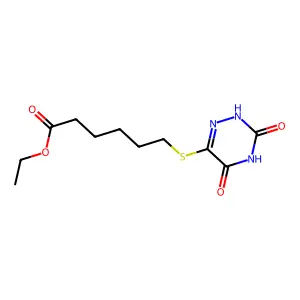 ethyl 6-[(3,5-dioxo-2H-1,2,4-triazin-6-yl)sulfanyl]hexanoate structure