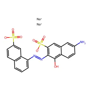 7-Amino-4-hydroxy-3-((7-sulpho-1-naphthyl)azo)naphthalene-2-sulphonic acid, sodium salt structure