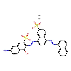 2-Naphthalenesulfonic acid, 7-amino-4-hydroxy-3-((4-(1-naphthalenylazo)-7-sulfo-1-naphthalenyl)azo)-, sodium salt structure