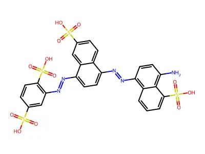 2-((4-((4-Amino-5-sulfo-1-naphthalenyl)azo)-7-sulfo-1-naphthalenyl)azo)-1,4-benzenedisulfonic acid structure