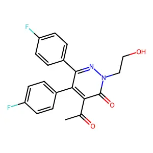 4-Acetyl-5,6-bis(4-fluorophenyl)-2-(2-hydroxyethyl)pyridazin-3-one structure