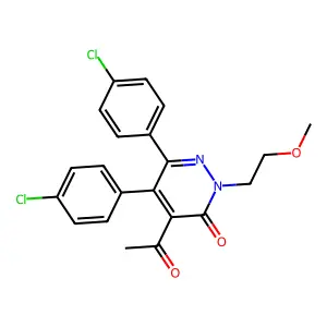 4-Acetyl-5,6-bis(4-chlorophenyl)-2-(2-methoxyethyl)pyridazin-3-one structure