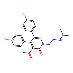 4-Acetyl-5,6-bis(4-chlorophenyl)-2-[2-(propan-2-ylamino)ethyl]pyridazin-3-one structure
