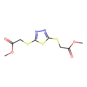Acetic acid, 2,2'-[1,3,4-thiadiazole-2,5-diylbis(thio)]bis-, dimethyl ester structure