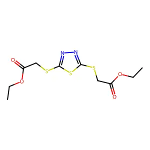 Acetic acid, 2,2'-[1,3,4-thiadiazole-2,5-diylbis(thio)]bis-, diethyl ester structure