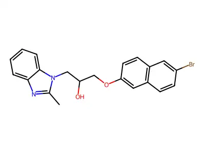 1-[(6-bromonaphthalen-2-yl)oxy]-3-(2-methyl-1H-benzimidazol-1-yl)propan-2-ol structure