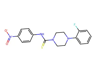 4-(2-fluorophenyl)-N-(4-nitrophenyl)piperazine-1-carbothioamide structure