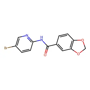 N-(5-bromopyridin-2-yl)-1,3-benzodioxole-5-carboxamide structure